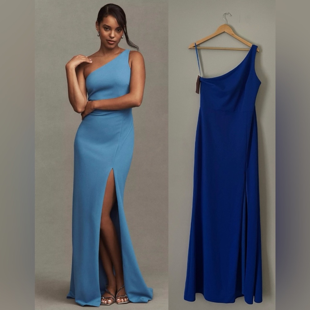 NWT! BHLDN Hallie One-Shoulder Stretch Crepe Maxi Gown